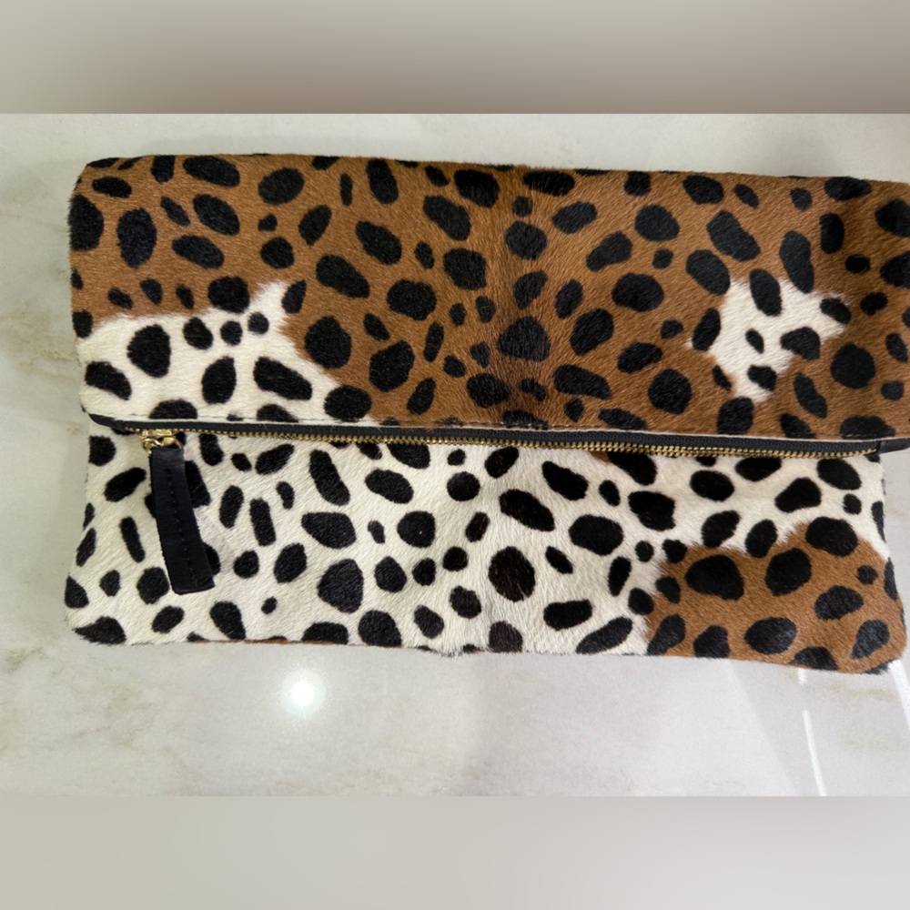 Clare V Spotted Animal Print Clutch
